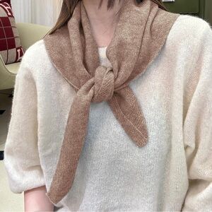Wool blend Elegant light brown  Knit Scarf